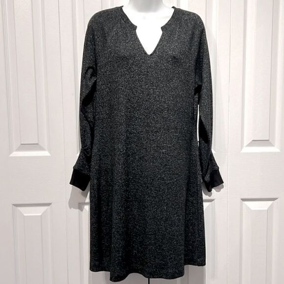 Cabi Black/Grey Long Sleeve Shift Dress Size S (Fits Oversized,See Measurements) - Picture 1 of 11